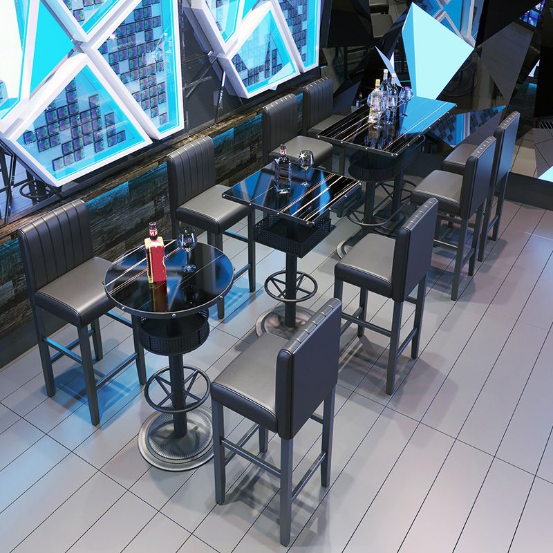 Industrial Style Bar Height Table Black Bar Dining Table with Storage