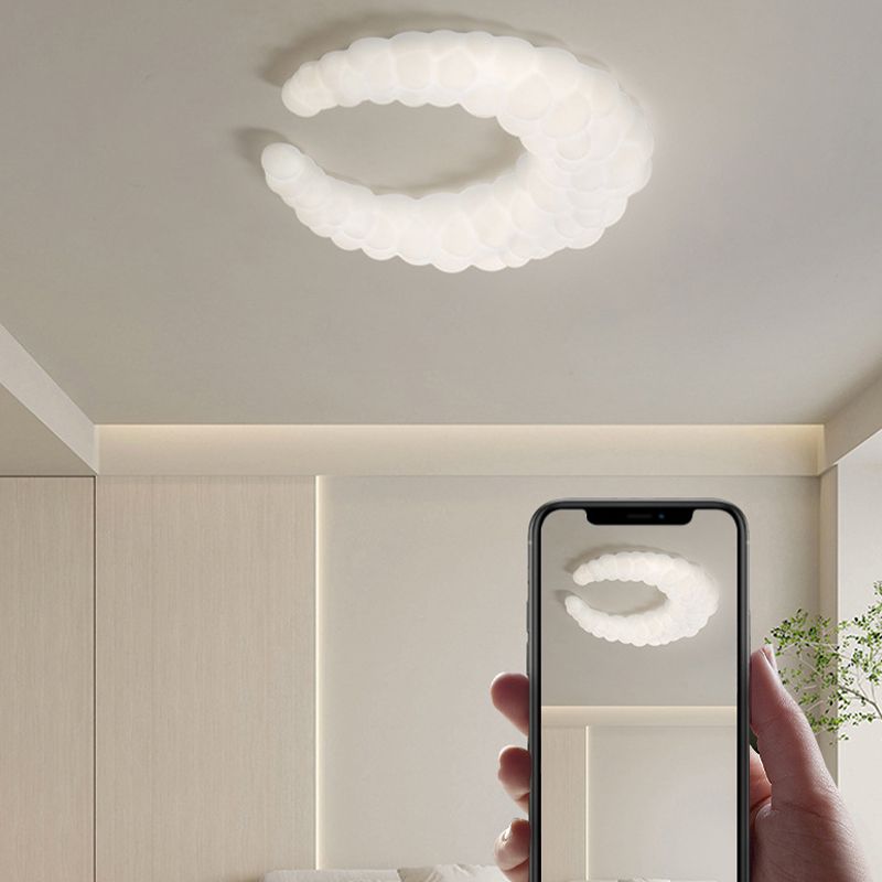 Crescent LED Flush Mount Acrylic Contemporary Ceiling Flush in Ivory White