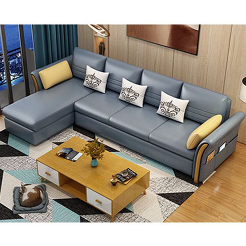 Cushion Back Contemporary Storage Living Room L-Shape Reclining Sofa