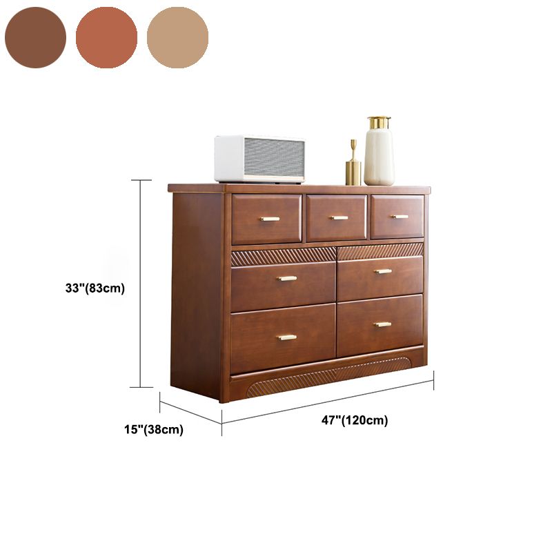 Traditional Rubber Wood Chest Bedroom Horizontal Storage Chest with Drawers