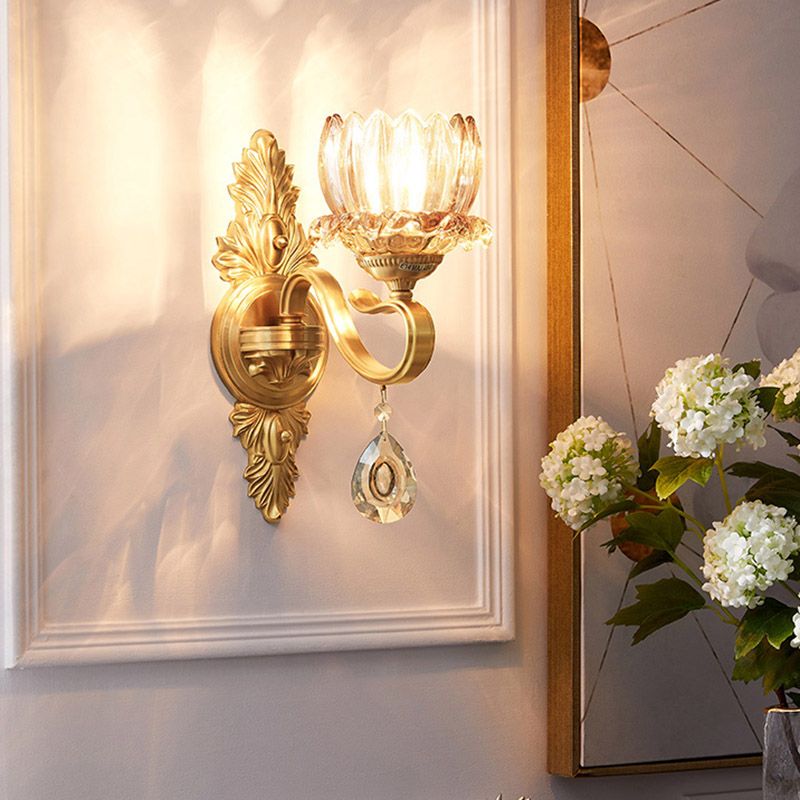 Modern Wall Sconce Household Wall Fixture with Crystal Shade for Bedroom Sitting Room
