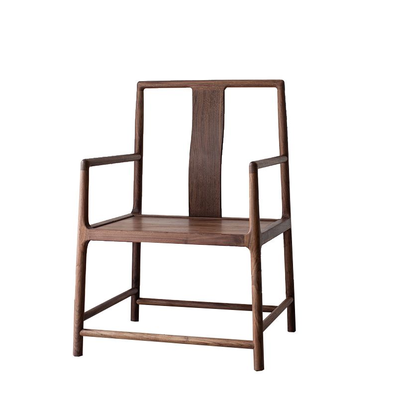 Traditional Slat Back Dining Arm Chair Solid Wood Arm Chair for Home