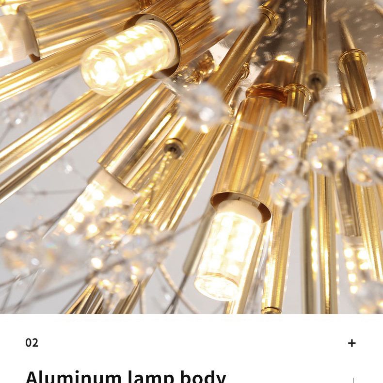 Diente de león Luz de montaje semi empotrada Decoración de cristal lujosa moderna Montaje empotrado en el techo para dormitorio