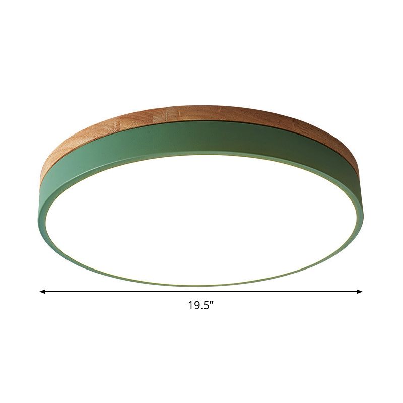 Circular Flush Mount Modern Metal 12"/16"/19.5" Wide LED Green Close to Ceiling Lighting with Acrylic Diffuser