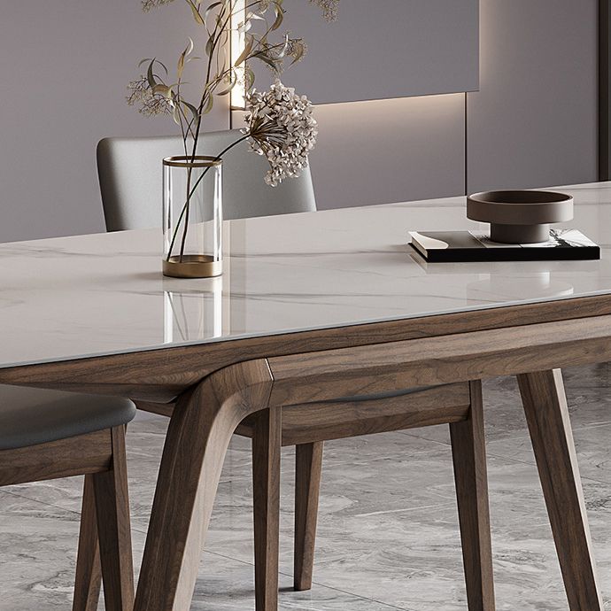 Industrial Dinner Table Stone Rectangle Dining Site Table in White