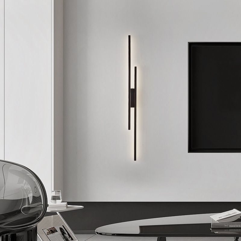 Modernism 2-Light Golden/Black Wall Mounted Sconce LED Linear Wall Light