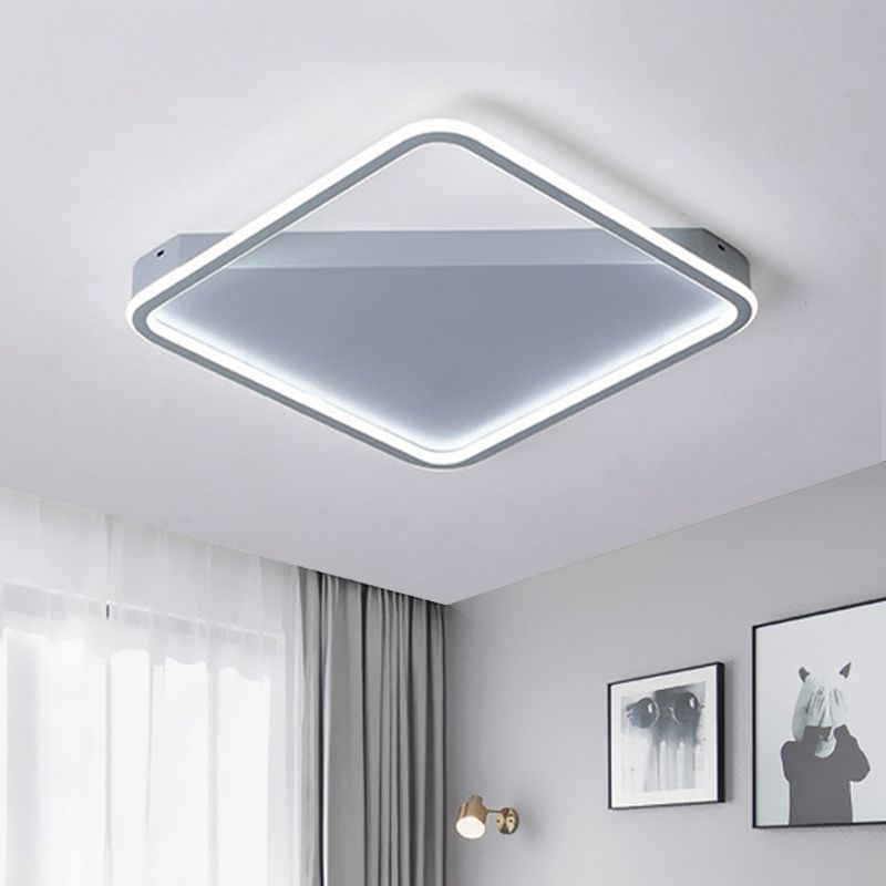 Simple Slim Square Hoop Ceiling Flush Iron Bedroom 16.5"/22" Wide LED Flush Mounted Lighting in Warm/White Light
