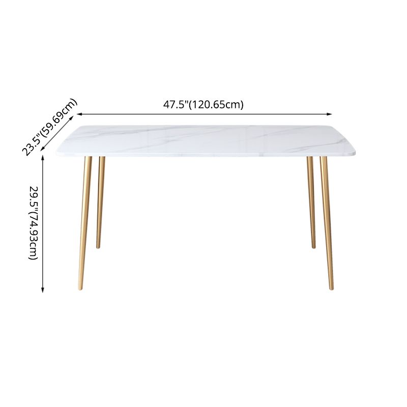 Scandinavian Style Sintered Stone Dining Table Set with Rectangle Table and Gold Legs Dining Set