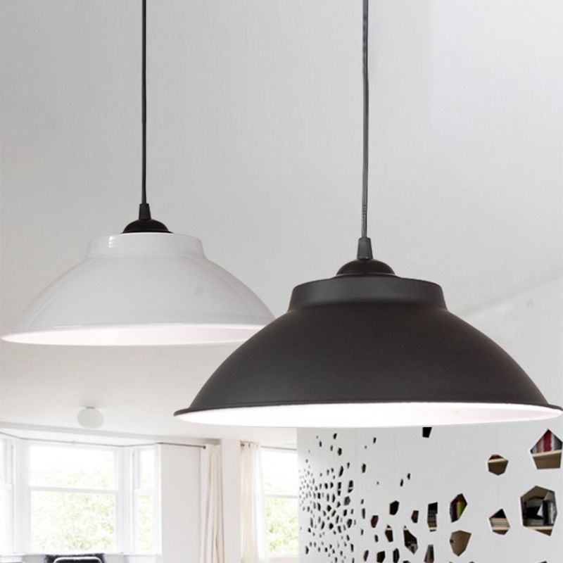 Aluminum Bell Suspension Pendant Light Industrial 1 Head Dining Room Drop Lighting