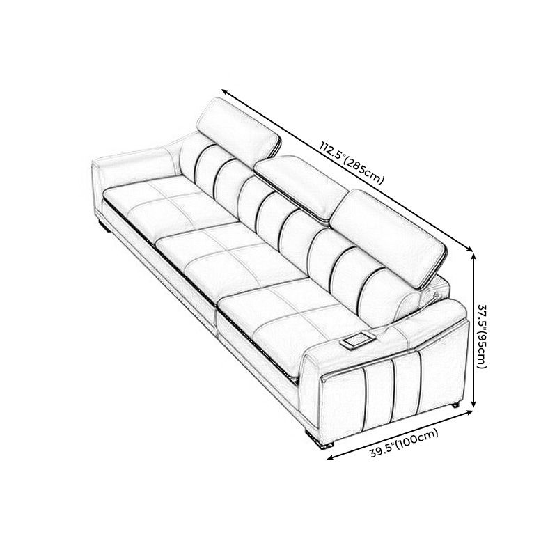 Scandinavian Light-grey High Back Sloped Arm Sectional with Wear-resisting
