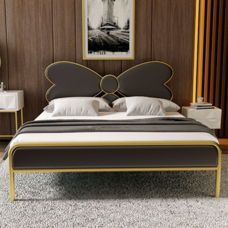 Iron Upholstered Headboard Bed with Metal Legs 43.3" High 78.74" Long