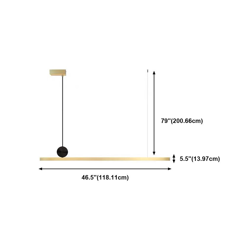 Zeitgenössischer Stil Linear Island Light Metal 1- Hellinsel Anhänger Licht
