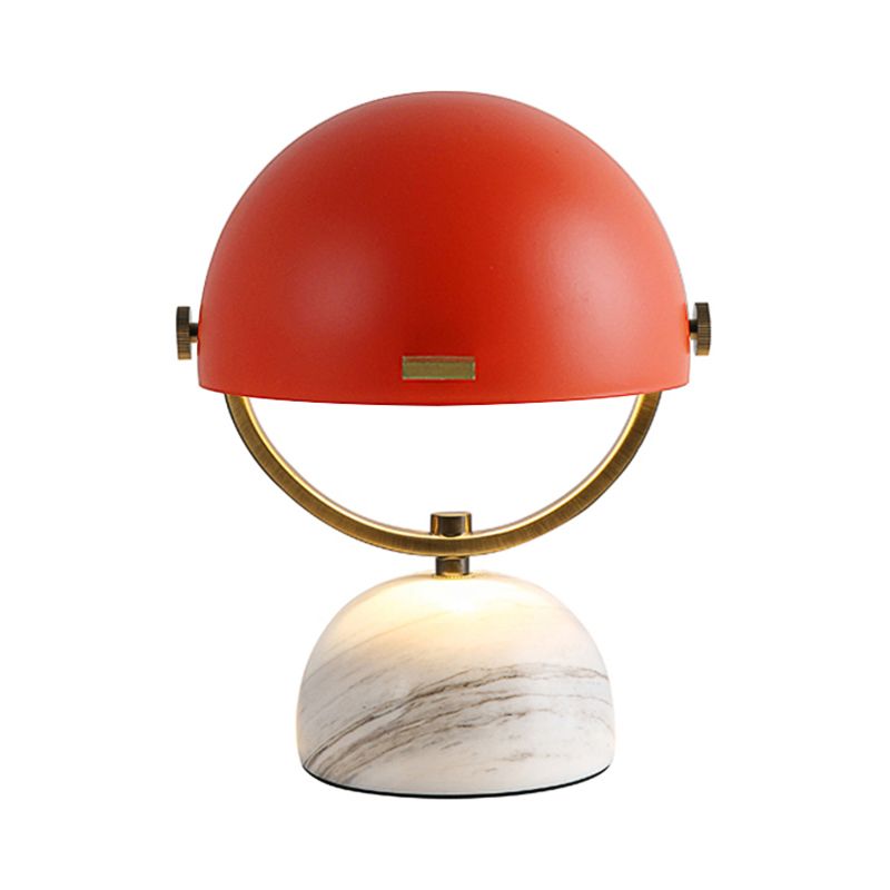 Black/Red Finish Domed Table Lamp Modern Style 1-Bulb Metal Table Light with Marble Base for Bedroom