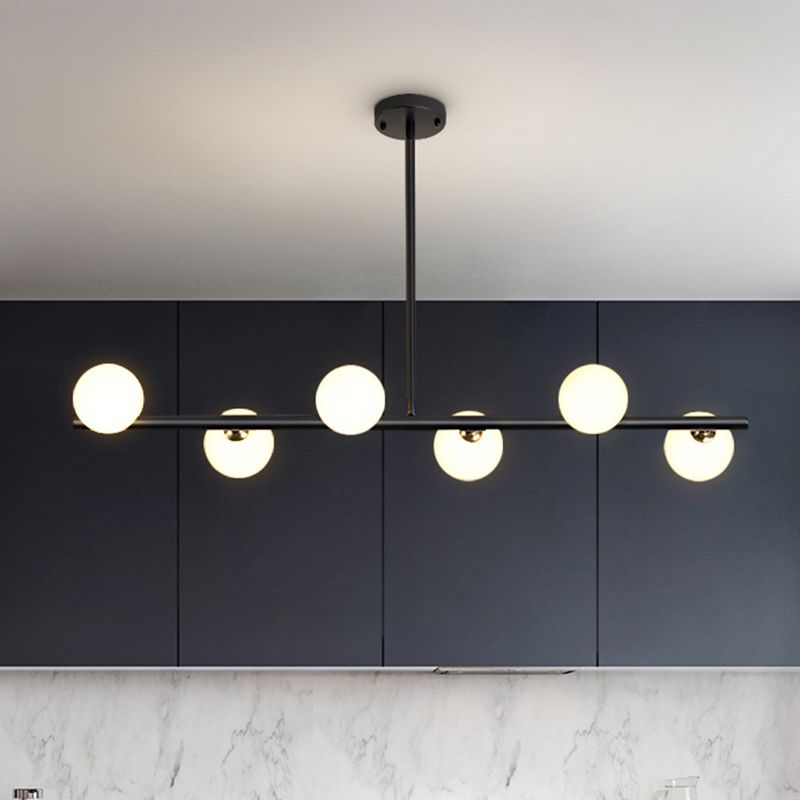 Round-Shaped Island Lighting Idea Nordic-Style Glass Chandelier Lighting Fixture