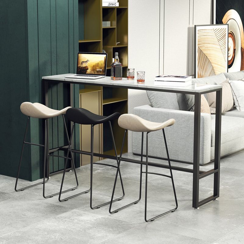 Modern Bar Table Set 1/2/4 Pieces Faux Marble Counter Table with Backless Stools