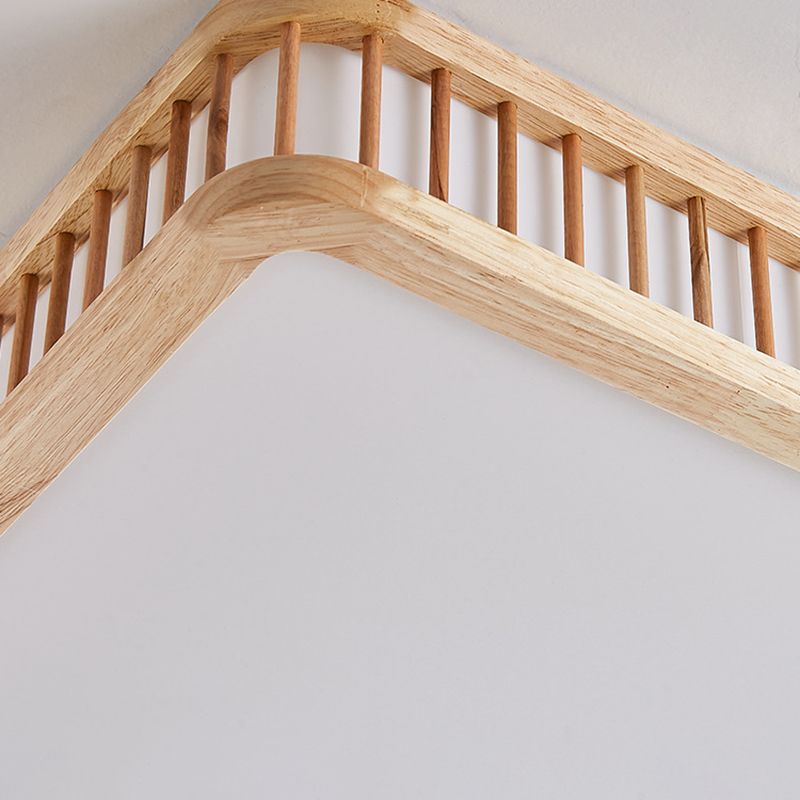 Log Color Geometric LED Flush Mount in Modern Creative Style Wooden Ceiling Light with Acrylic Shade