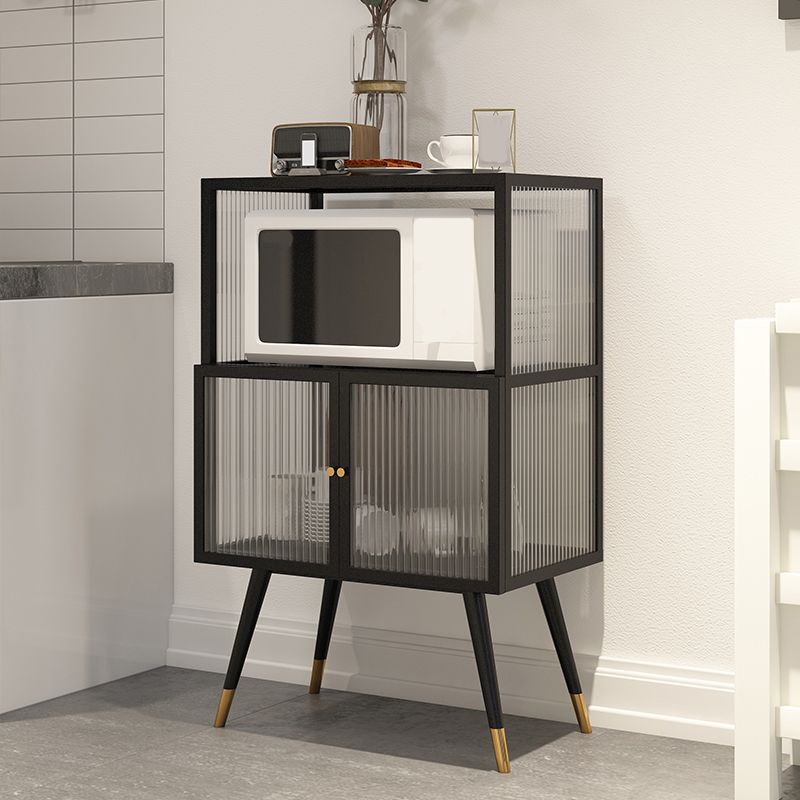 Contemporary Curio Cabinet Metal Glass Doors Display Stand for Dining Room