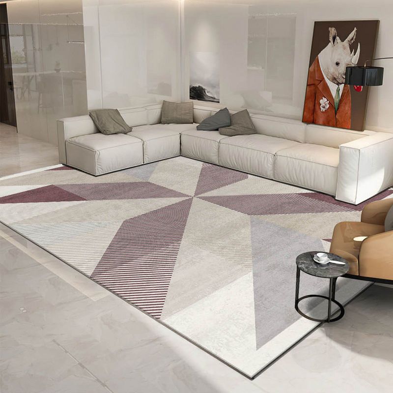 Brown Modern Carpet Striped Polyester Carpet Washable Carpet for Home Decor
