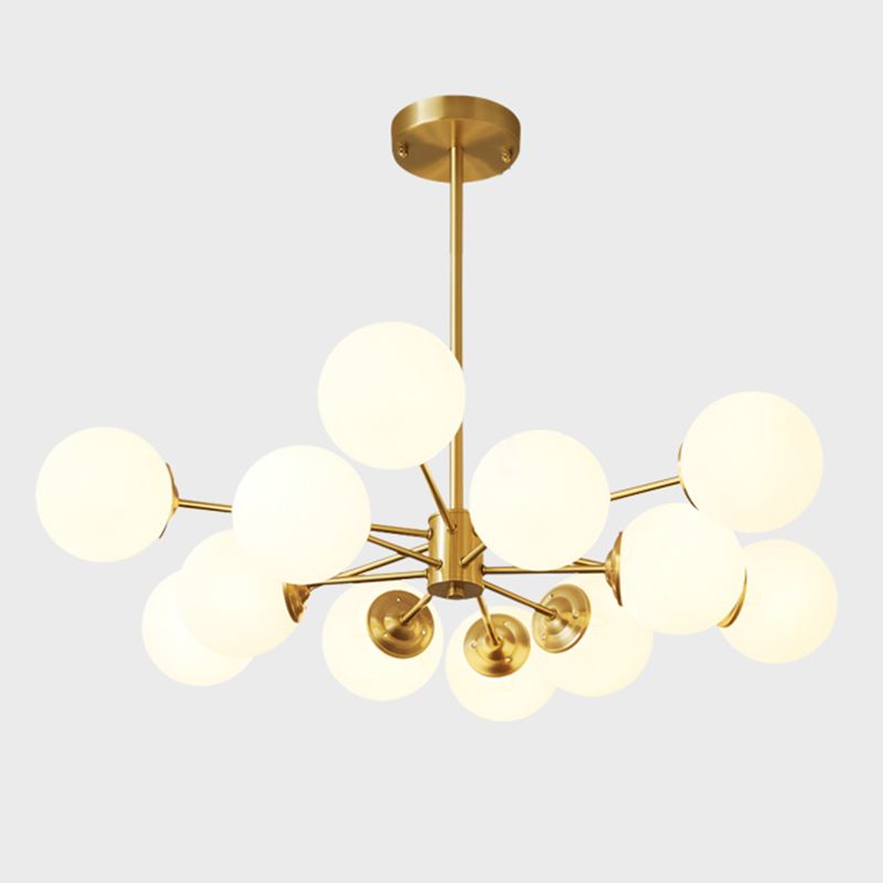 Modern Chandelier Light Fixtures Multi-Head Gold Hanging Pendant Lamps with Glass Shade