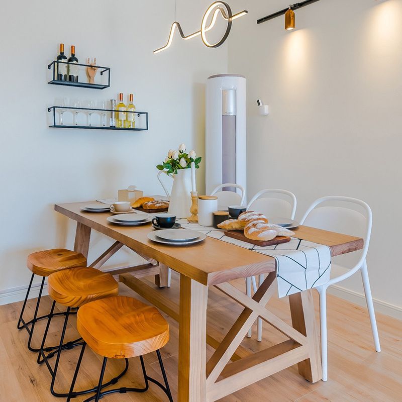 Modern Pine Wood Dining Table Rectangular Trestle Dining Table for Home Use