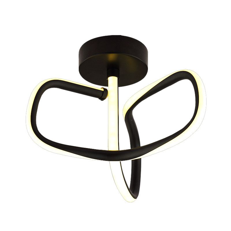 Metal Linear Shape Flush Mount Light Modern Style 2 Lights Flush Ceiling Light in Black