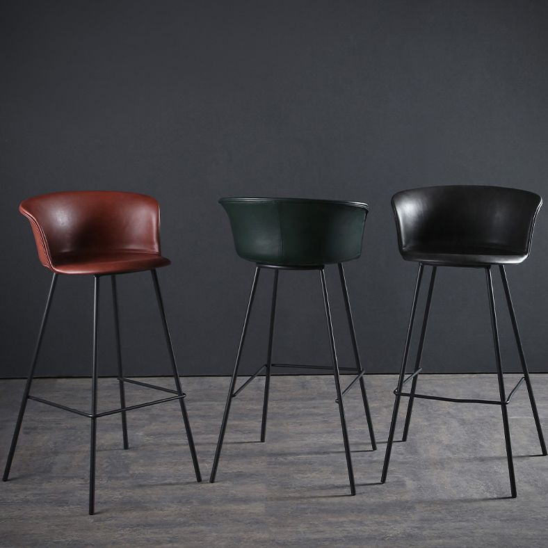Modern Indoor Backrest Bar Stool Faux Leather Upholstered Bar Stool