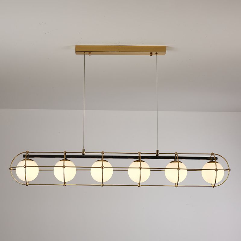 Ball Shape Glass Island Pendants Modern Multi Lights Island Pendant Lights in Gold
