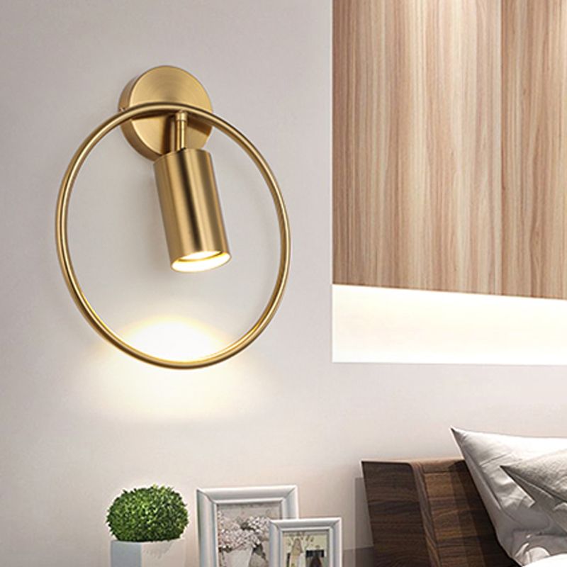 Metallic Ring Sconce Light Fixture Modernism Single Bulb Black/Brass Wall Mounted Lighting