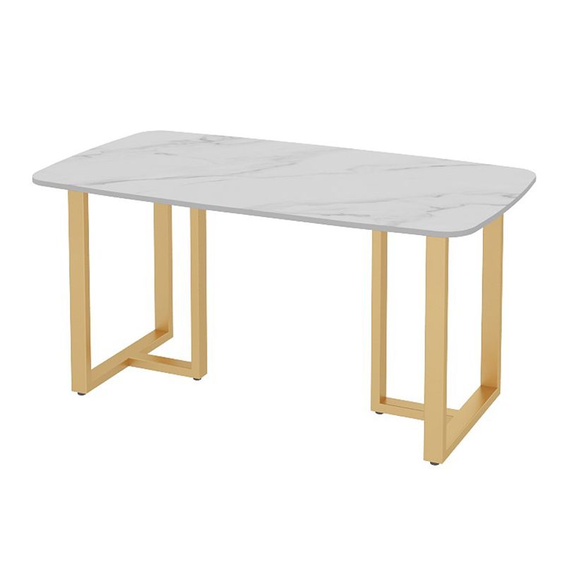 Slate and Metal Table Glam Style Restaurant Rectangular Dining Table