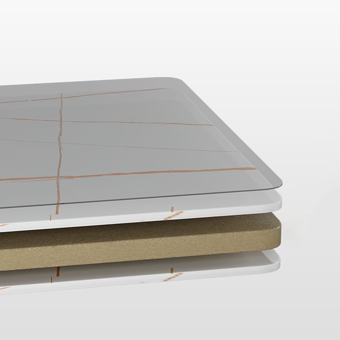 Minimalist Sintered Stone White Dining Set Standard Rectangle Shape Dining Set for Kitchen