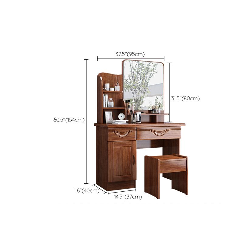 Traditional Makeup Table with 2 Drawers 15.75" Wide Vanity Tables with Mirror