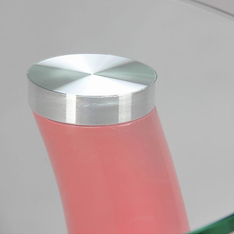 Contemporary End Table Glass Round Plastic Pedestal Living Room Side Table