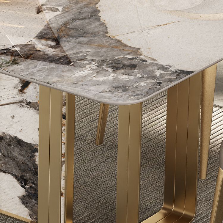 Luxurious Sintered Stone Top Dining Set Rectangle 1/3/4/5/6 Pieces Dining Room Table Set