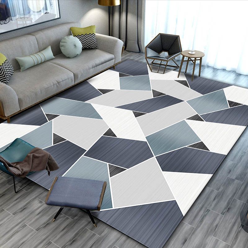 Apricot Simple Rug Polyester Geometric Rug Non-Slip Backing Rug for Living Room