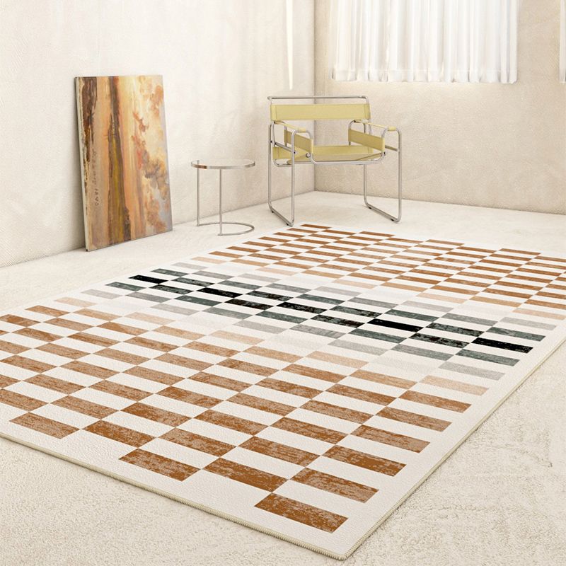 Brown Modern Carpet Geometric Pattern Polyester Area Carpet Anti-Slip Area Rug for Home Decor