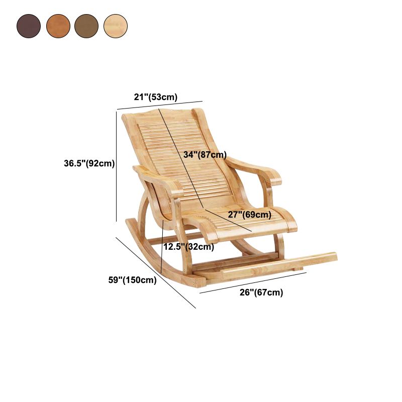 Traditional Rocking Chair Rubber Wood Trapezoidal Back Solid Color Indoor Rocking Chair