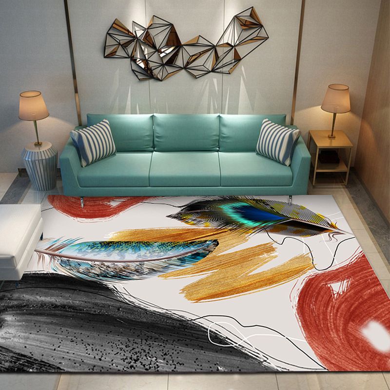 Geometric Decoration Area Rug Polyester Stain Resistant Backing Indoor Rug