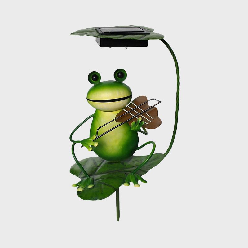 Frog and Violin/Guitar/Crown Solar Lamp Countryside Metal Green LED Ground Lighting for Garden