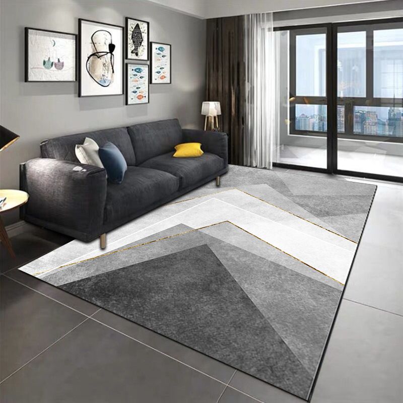 Classic Washable Rug Funky Geometric Carpet Polyster Living Room Area Rug with Non-Slip Backing