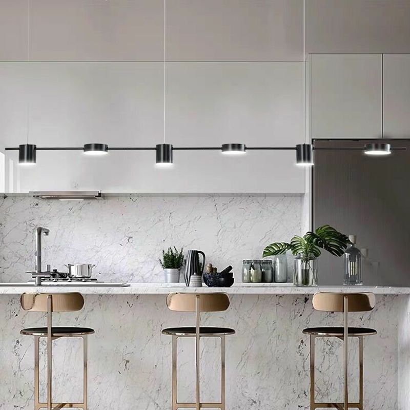Straight Bar LED Hanging Ceiling Light Postmodern Metal Kitchen over Island Lighting