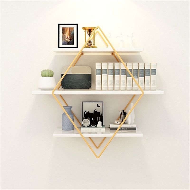 Open Bookcase Bookshelf Light Luxury Metal 3-Tier Book Shelf