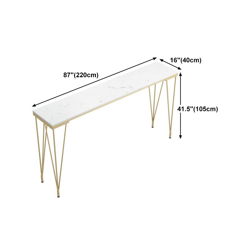 Stone Top Bar Table Traditional Luxury Rectangle Bar Table with 4 Legs