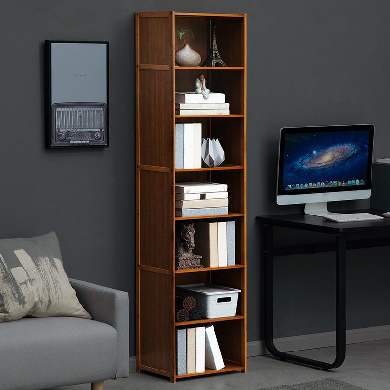12" W Vertical Wooden Bookshelf Modern Closed Storage Bookcase