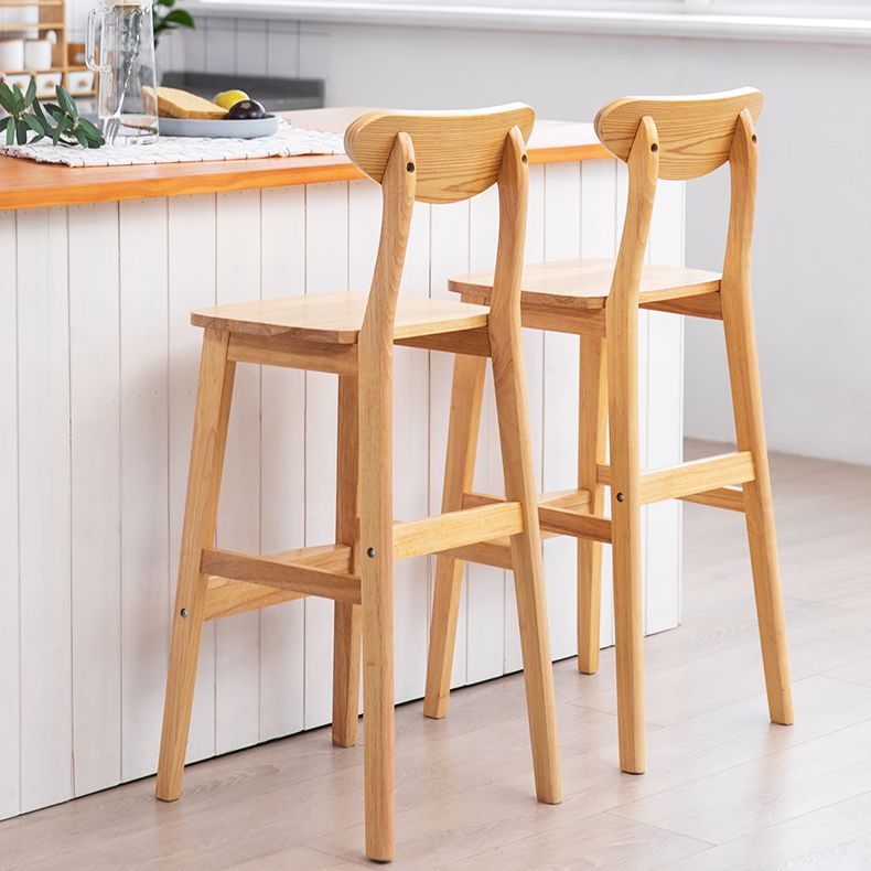 Scandinavian Footrest Solid Wood Bar Stool Low Back Home Stool