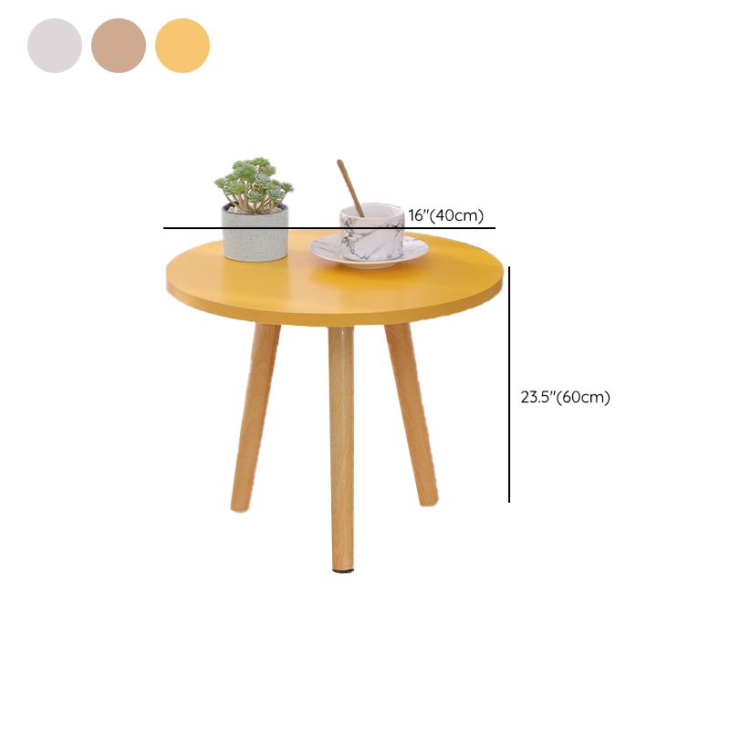 Modern 3 Leg Corner Table Round Solid Wood Side End Table for Living Room
