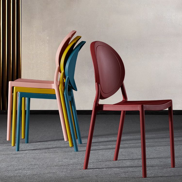 Chaise d'appoint scandinave à dossier ouvert, chaise de salle à manger empilable en plastique