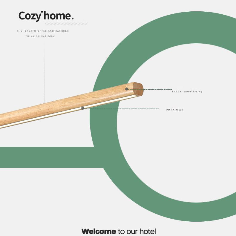 Noordse staafvormige eilandlamp houten eetkamer led lineair hanger licht in beige