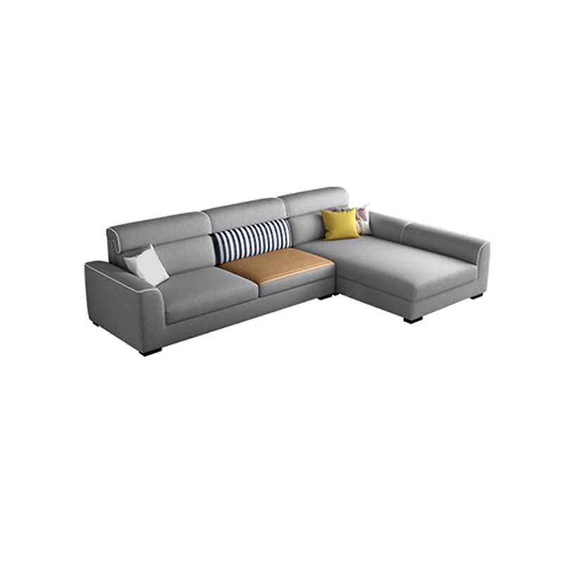 Square Arm 35 Inch High Sectionals in Grey Removable Cushions Sectionals