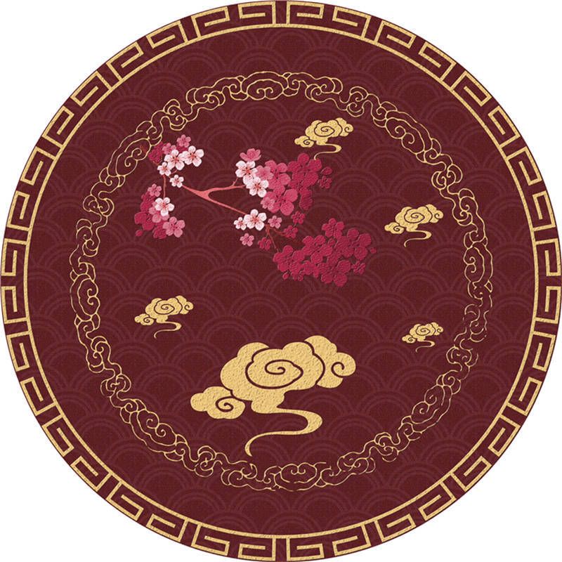 Moroccan Living Room Rug Multi-Color Flower Rug Polyester Machine Washable Stain Resistant Non-Slip Backing Area Carpet