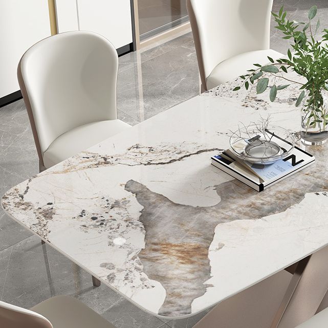 Rechthoekige stenen eettafel Traditionele luxe eettafel op voetstuk